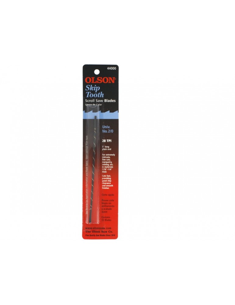 Olson Scroll Saw Blade 0.56x0.25x127mm Rev Tooth 28TPI (12pcs)