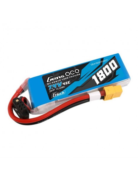 Akumuliatorius GensAce G-Tech LiPo 1800mAh 7.4V 45C 2S1P XT60