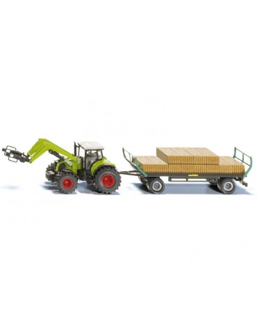 SIKU Farmer - Tractor with squrebale gripper and trailer 1:50