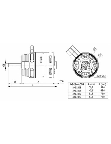 AXI 2820/8 V2 LONG Brushless Motor