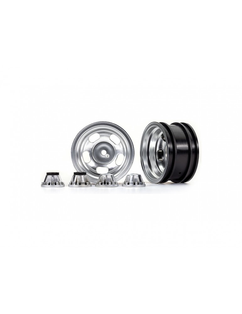 Traxxas Wheels 2.2" satin chrome (2)/ center caps (2) (requires 8255A)