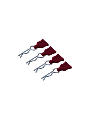 Body Clips W/Easy Pull Rubber Tabs Red, 4 pcs.