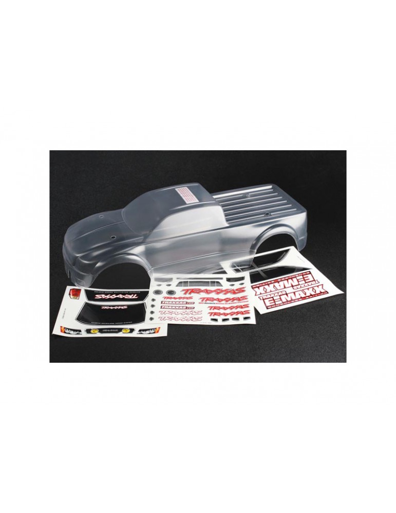 Traxxas Body, E-Maxx Brushless (clear, requires painting)/ decal sheet