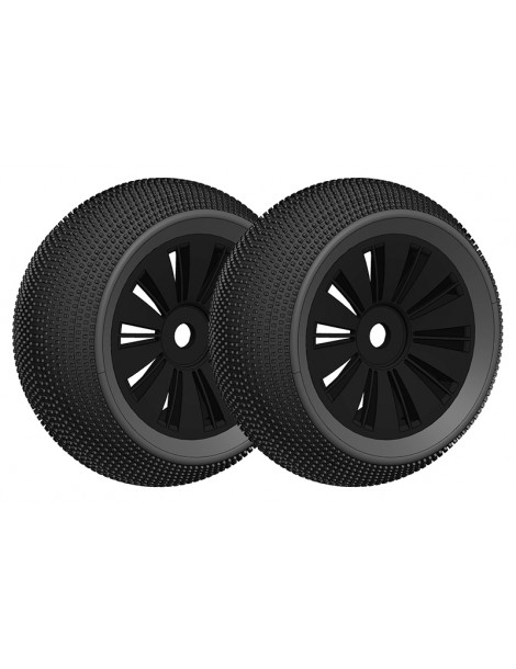 Off-Road 1/8 Truggy Tires - Glued on Black Rims - 1 pair