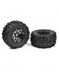 Off-Road 1/8 MT Tires - Mud Claws - Glued on Black Rims - 1 pair