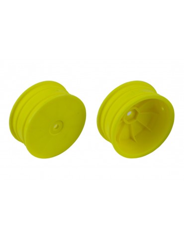 4WD Front Wheels, 2.2", 12mm hex, +1.5mm, fluorescent yellow