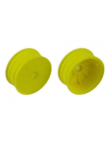 4WD Front Wheels, 2.2", 12mm hex, +1.5mm, fluorescent yellow