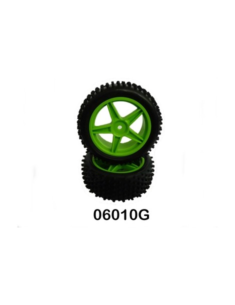 Front Wheel Complete- Buggy 1:10, 2pcs (Green)