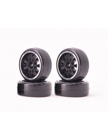 Sweep QTS Low Profile Tires 32deg w/BBS Black Spoke Wheels Pre-glued (4pcs 5colors rings)