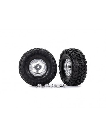 Traxxas Tires & wheels 2.2", satin chrome wheels, Canyon Trail tires (2)/ center caps (2) (requires