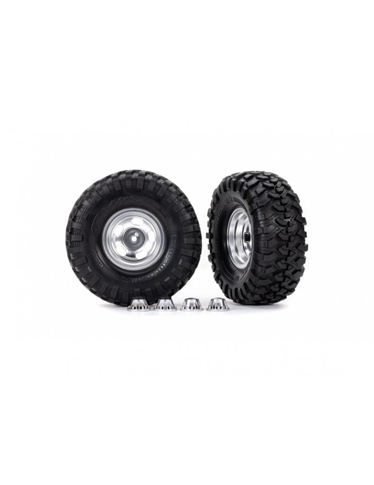 Traxxas Tires & wheels 2.2", satin chrome wheels, Canyon Trail tires (2)/ center caps (2) (requires