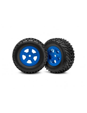 Traxxas Tires & wheels 1.8/1.4", SCT blue wheels, SCT tires) (pair)