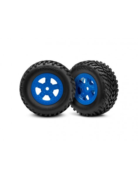 Traxxas Tires & wheels 1.8/1.4", SCT blue wheels, SCT tires) (pair)