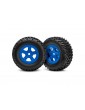 Traxxas Tires & wheels 1.8/1.4", SCT blue wheels, SCT tires) (pair)