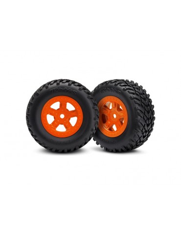 Traxxas Tires & wheels 1.8/1.4", SCT orange wheels, SCT tires (pair)