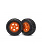 Traxxas Tires & wheels 1.8/1.4", SCT orange wheels, SCT tires (pair)