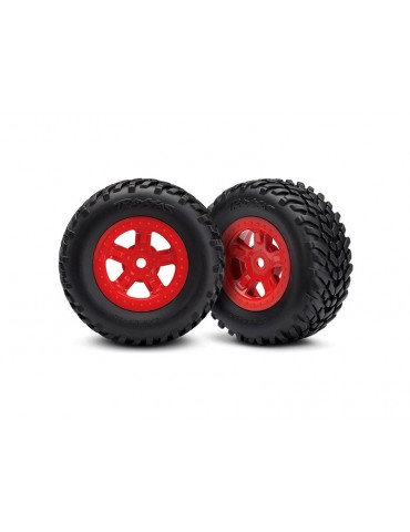 Traxxas Tires & wheels 1.8/1.4", SCT red wheels, SCT tires (pair)