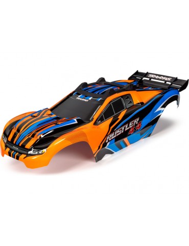 Traxxas Body, Rustler 4X4, orange & blue
