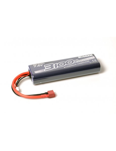 NOSRAM 3100 - 7.4V - 50C LiPo Car Stickpack Hardcase - T-Plug