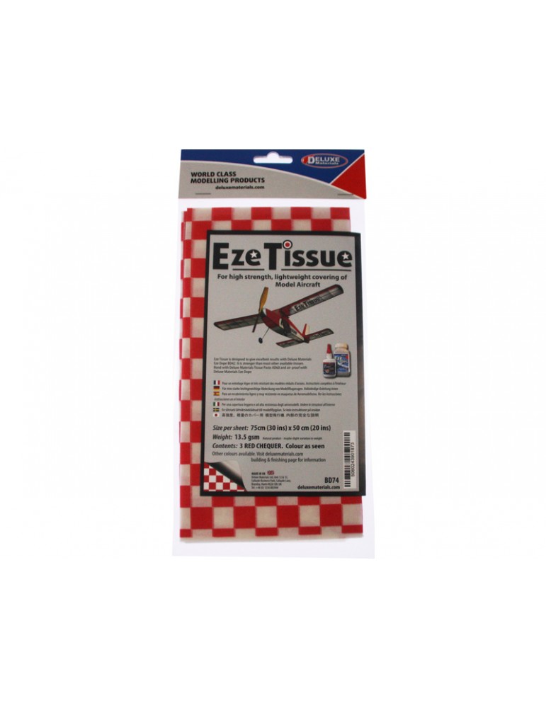 Eze Tissue 13.5g/m2 75x50cm Red Chequer (3pcs)