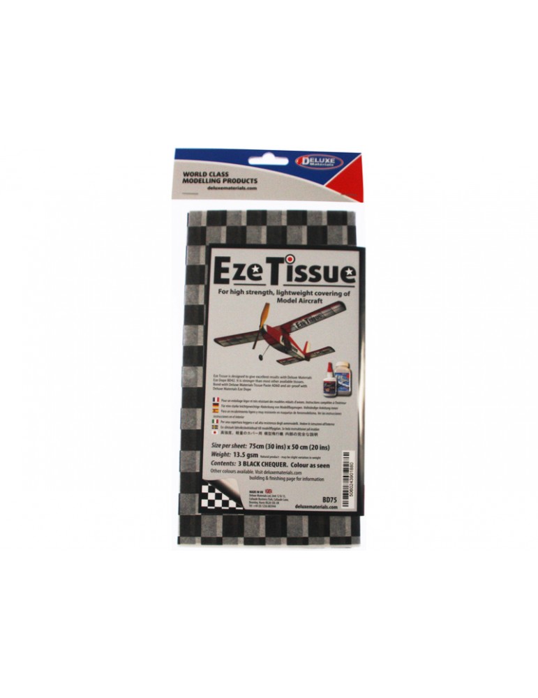 Eze Tissue 13.5g/m2 75x50cm Black Chequer (3pcs)