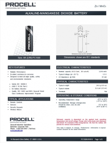 Baterija Duracell Procell LR6 AA