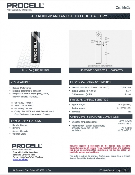 Baterija Duracell Procell LR6 AA