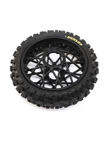 Losi Dunlop MX53 Rear Tire Mounted, Black: PM-MX