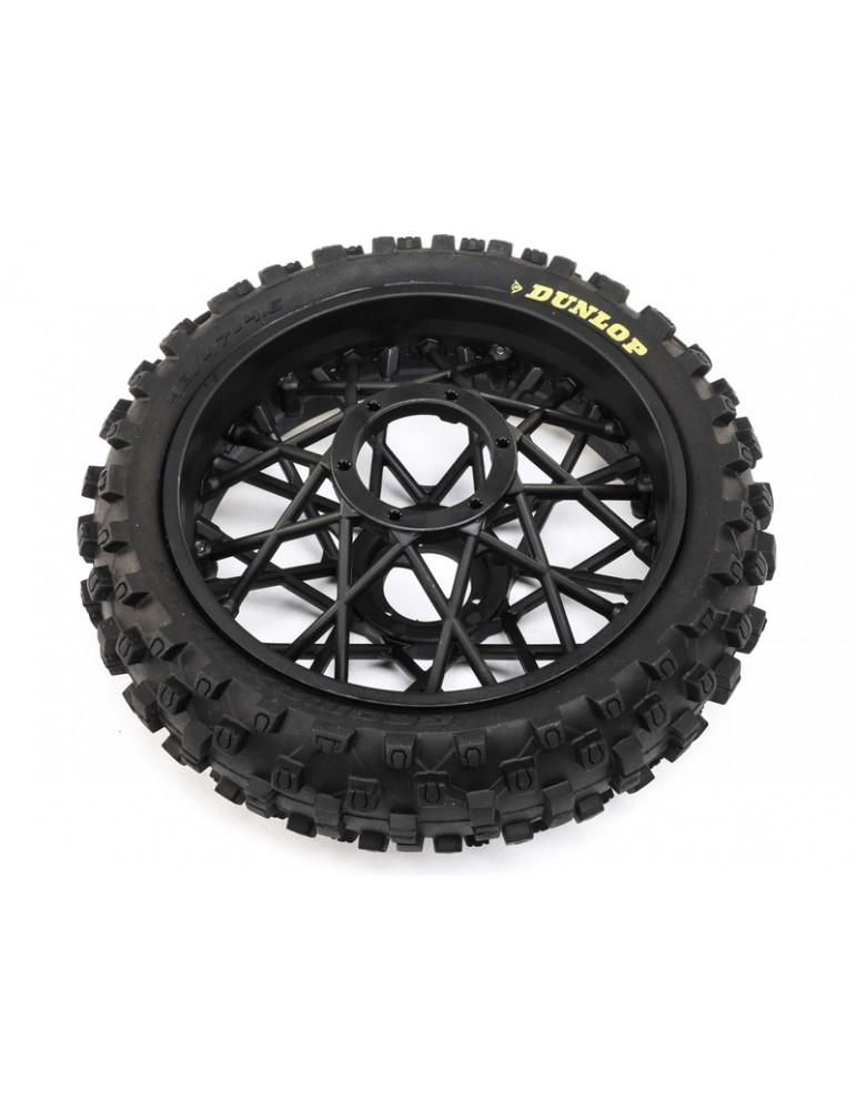 Losi Dunlop MX53 Rear Tire Mounted, Black: PM-MX