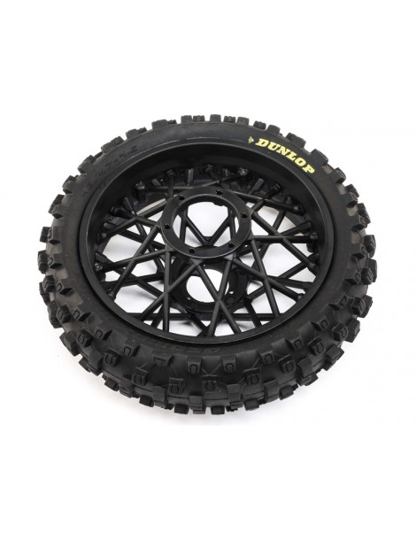 Losi Dunlop MX53 Rear Tire Mounted, Black: PM-MX