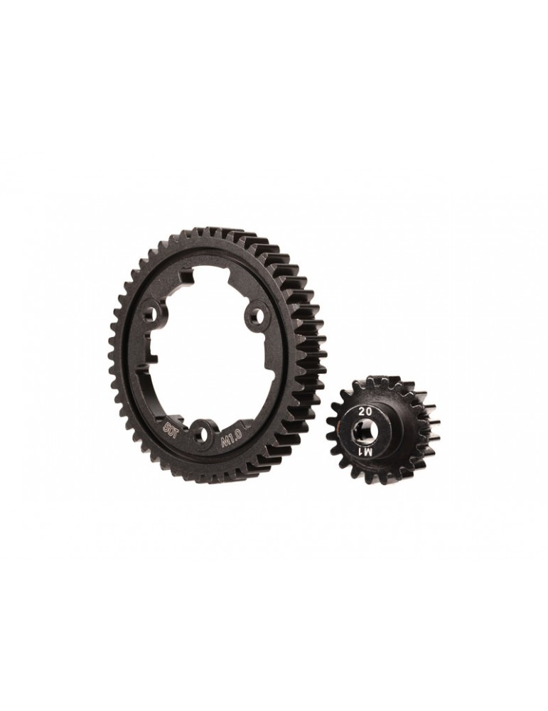 Traxxas plieninis pavarų komplektas 50T ir 20T 1.0 mod RC modeliams – CyborgShop
