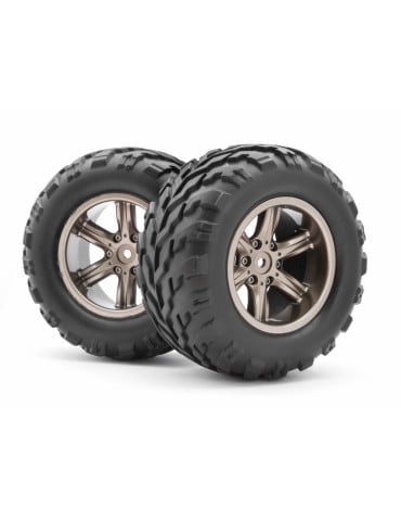 Assembled Wheel/Tire 1/12 (Dark Grey)