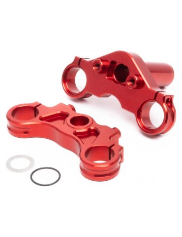 Losi Aluminum Triple Clamp Set, Red: PM-MX