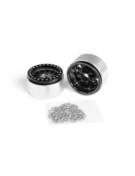 1.9'' Aluminum Beadlock Rims for 1/10 Crawler Black - 2pcs