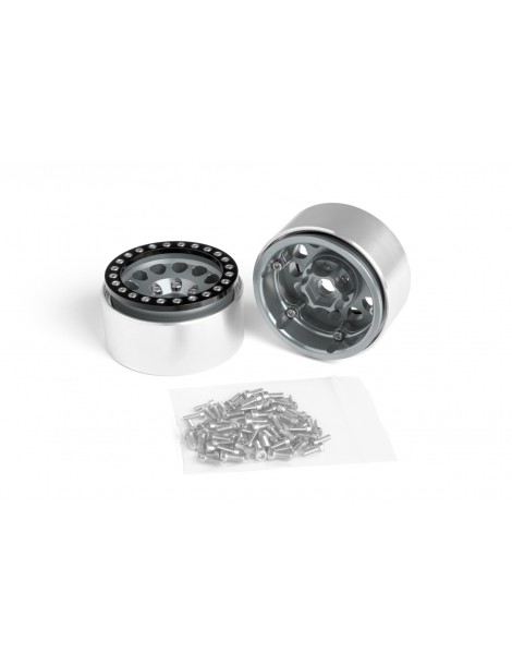 1.9'' Aluminum Beadlock Rims for 1/10 Crawler Silver - 2pcs