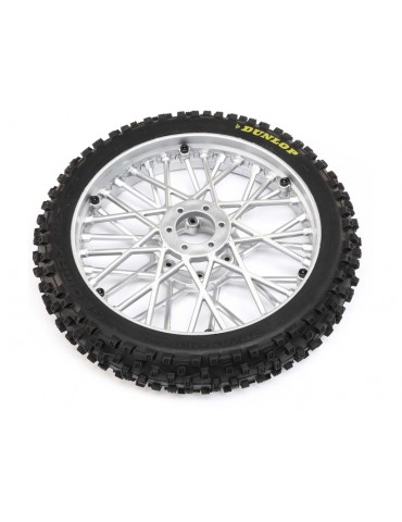 Losi Dunlop MX53 Front Tire Mounted, Chrome: PM-MX