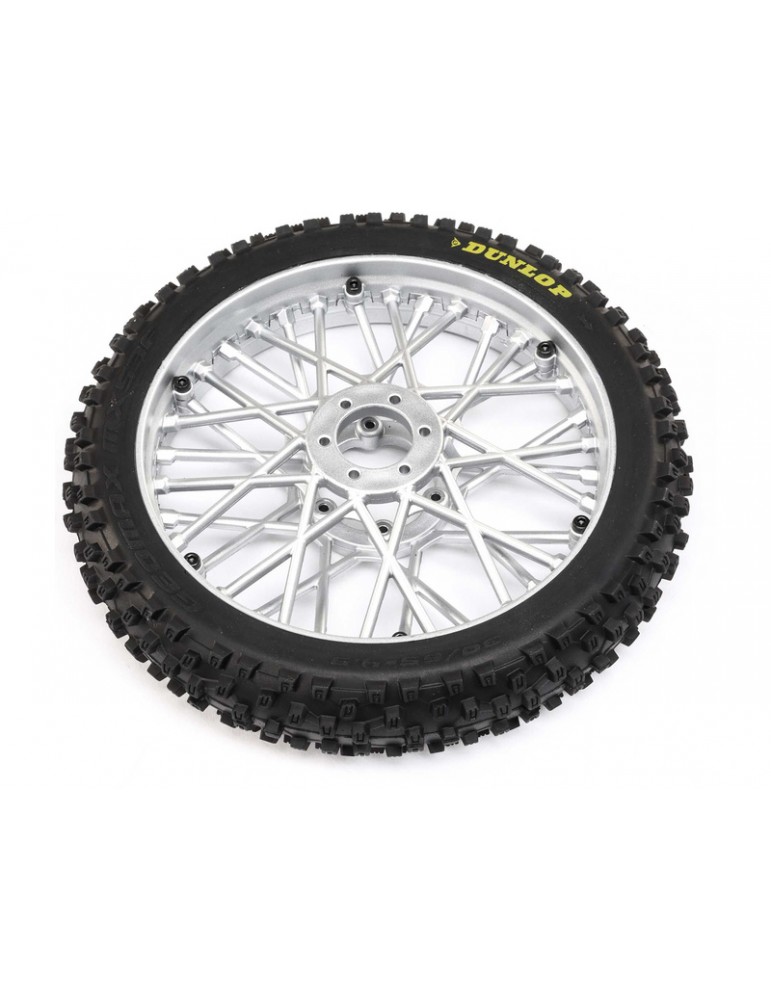 Losi Dunlop MX53 Front Tire Mounted, Chrome: PM-MX