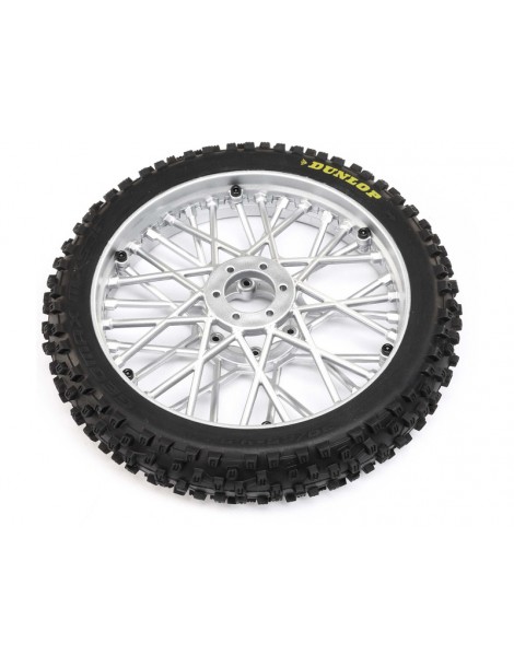Losi Dunlop MX53 Front Tire Mounted, Chrome: PM-MX