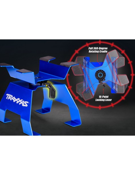 Traxxas aliumininis mėlynas RC stovas X-Trucks modeliams – CyborgShop