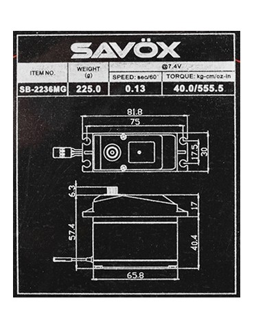 SB-2236MG BRUSHLESS HiVOLT Digital servo (40kg-0,13s/60 )