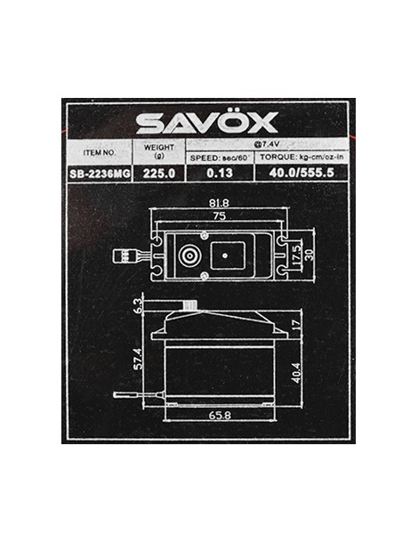 SB-2236MG BRUSHLESS HiVOLT Digital servo (40kg-0,13s/60 )
