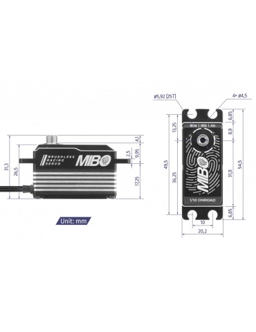 MIBO 1/10 Onroad Low Profile (0.062s/14.5kg/8.4V) Brushless Servo