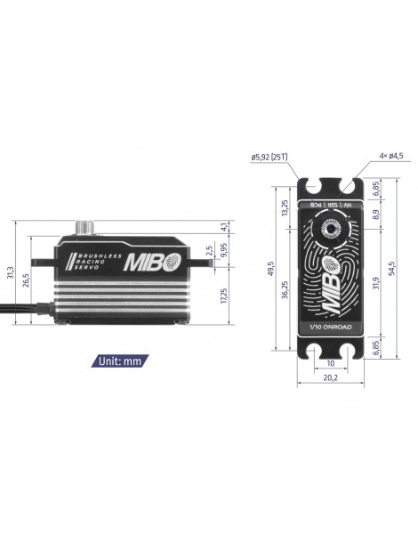 MIBO 1/10 Onroad Low Profile (0.062s/14.5kg/8.4V) Brushless Servo