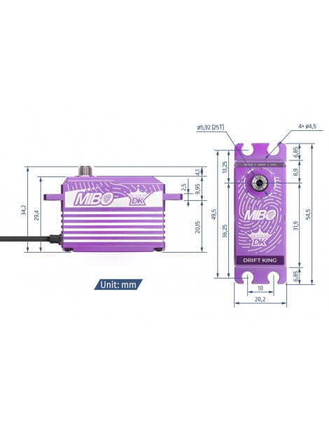 MIBO Drift King Alu Purple Programmable (RWD Drift Spec/33.0kg/8.4V) Brushless Servo