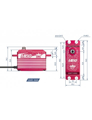 MIBO Drift King Alu Red Programmable (RWD Drift Spec/33.0kg/8.4V) Brushless Servo