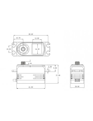 SRT CH712S coreless 12.6kg žemo profilio skaitmeninė servo pavara