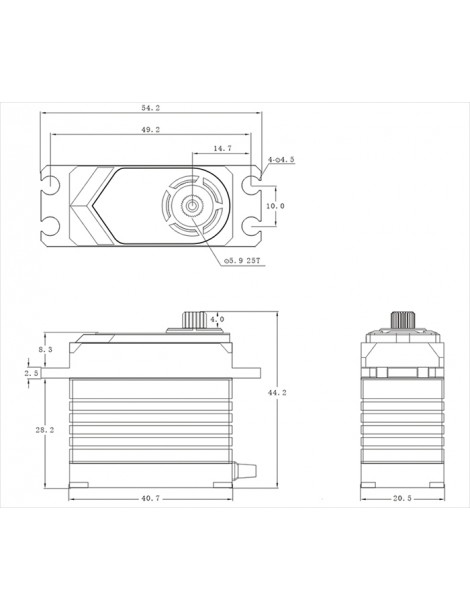 T75 HiVOLT BRUSHLESS Digital servo (70 kg-0,12s/60 )