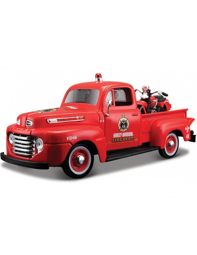 FORD F-1 PICK UP 1948 + HARLEY DAVIDSON 1936 EL KNUCKLEHEAD 1:24 Maisto