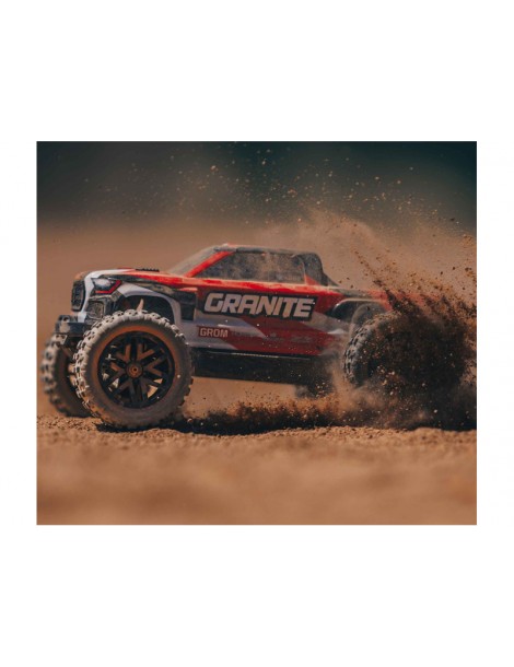 Arrma Granite Grom 1:18 4WD RTR raudonas RC modelis su LiPo akumuliatoriumi