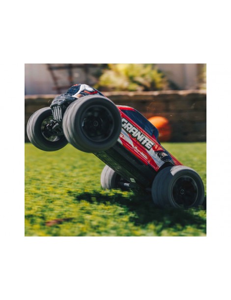 Arrma Granite Grom 1:18 4WD RTR raudonas RC modelis su LiPo akumuliatoriumi